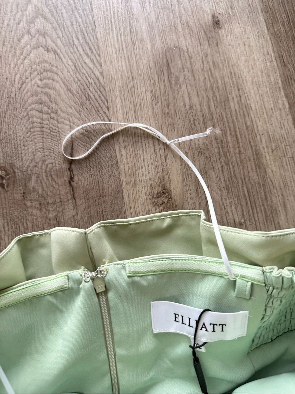 elliatt laurel green satin ruffle bust boned strapless maxi gown dress XL NEW - Picture 12 of 15